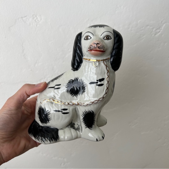 Staffordshire dog Staffordshire Figurine statue black white spaniel porcelain - Picture 12 of 15